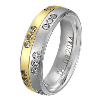 Fancy Design Gold Plated Titanium Ring with CZ or Diamond Stones for Ladies Ring